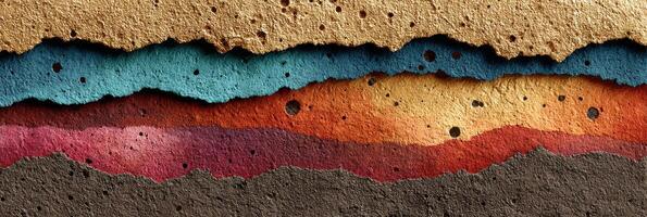 Colorful layered textures create an abstract representation of geological formations photo
