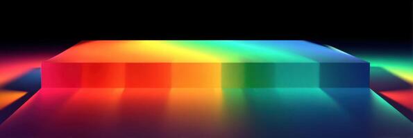Vibrant display of light reflecting off a prism in a gradient spectrum during a dark setting photo