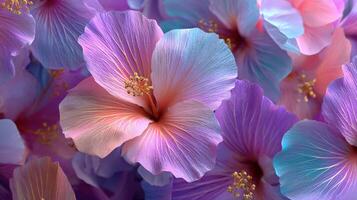 Brightly colored hibiscus flowers arranged artfully in a vibrant display of nature's beauty photo