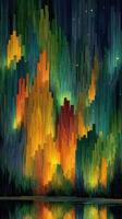 Colorful abstract art installation displays vibrant hues and dynamic shapes under a starry night sky photo
