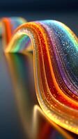 Colorful wave of light patterns illuminating a dark surface, showcasing vibrant hues and sparkles in an abstract design photo
