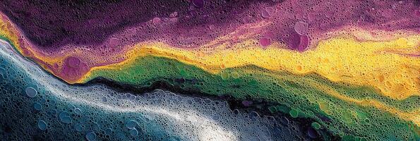 Vibrant abstract design with colorful foam and bubbles in swirling patterns photo