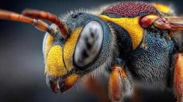 Close-up of an intricately colored insect highlighting its detailed features in a natural setting photo