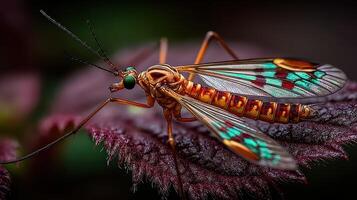 Colorful insect resting on a leaf in a tropical garden during the day in summer photo