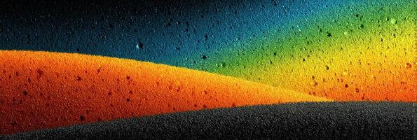 Vibrant sand art showcasing colorful patterns reminiscent of a desert landscape at dusk photo
