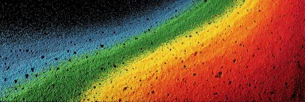 Vibrant rainbow spectrum of colored sand creates an artistic design on a textured surface photo