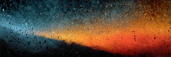 Colorful droplets create an enchanting display of water and light during a sunset near the ocean photo