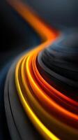 Colorful abstract lines create a flowing motion in a dark background setting with vibrant orange and yellow hues photo