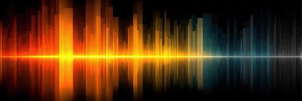 Colorful audio waveform reflecting vibrant patterns during a music festival at night in an urban setting photo