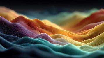 Abstract representation of colorful waves inspired by natural landscapes under soft lighting conditions photo