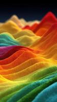Vibrant abstract waves of color create a mesmerizing landscape reminiscent of a rainbow in motion during a digital artwork session photo