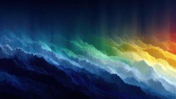 Colorful abstract waves of light blend seamlessly across a dark background, creating a vibrant display of energy and movement photo