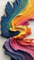 Colorful abstract painting showcasing vibrant brushstrokes and textured layers created with thick paint on canvas photo