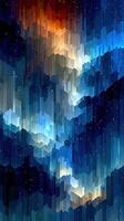 Digital abstract art featuring geometric shapes with vibrant colors creating a cosmic atmosphere in a starry night sky photo
