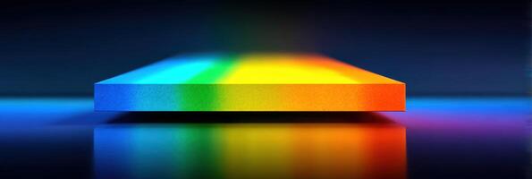 Colorful light spectrum reflected on a smooth surface in a dimly lit environment at evening time photo