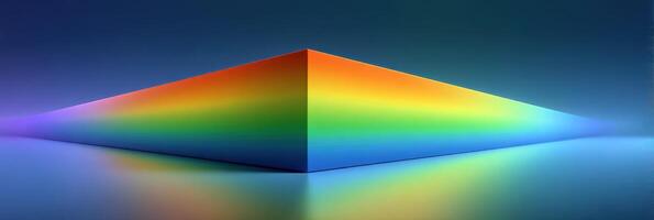 Vivid gradient colors illuminating a geometric prism in a serene blue setting photo