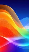 Colorful waves of light create an abstract display of vibrant hues against a deep blue background photo