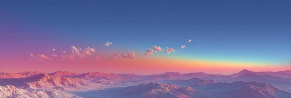 Vibrant sunrise over majestic mountains with colorful clouds spreading across the sky photo