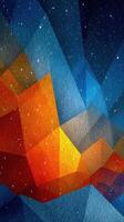Colorful abstract geometric pattern representing a vibrant landscape at nighttime with stars photo