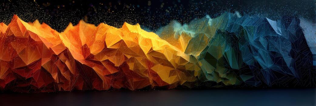 vibrante geométrico olas creado desde angular formas en brillante matices de naranja, amarillo, y azul foto