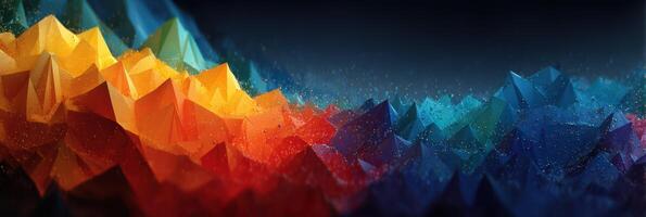 Colorful abstract landscape with vibrant peaks and valleys set against a dark background photo