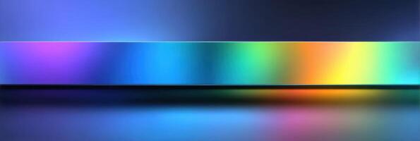 Vibrant light reflections create a colorful display against a dark background at a modern art exhibition photo