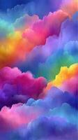 Colorful abstract clouds create a vibrant sky filled with hues of purple, pink, and orange at sunset photo