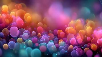 Vivid abstract background showcasing colorful bubbles against a blurred gradient backdrop during a festive atmosphere photo