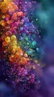 Colorful abstract spheres create a vibrant and dynamic visual display with various hues in a dreamy background photo