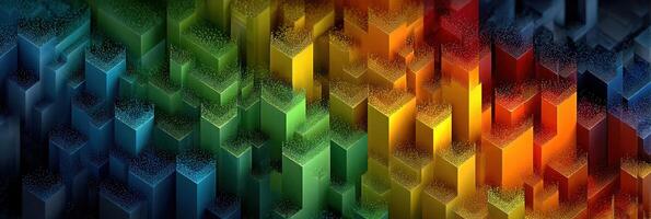 Colorful 3D blocks create a vibrant spectrum in digital art with a unique visual texture and pattern photo