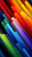 Colorful abstract arrangement of vibrant horizontal strips creating a visually pleasing pattern in a modern setting photo