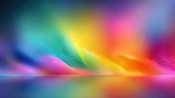 Vibrant abstract landscape showcasing a spectrum of colors illuminating a serene surface at dusk photo