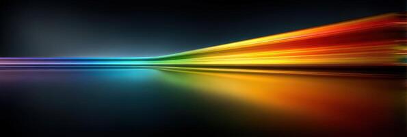 Colorful light streaks create a vibrant abstract pattern across a dark background in a mesmerizing display of hues photo