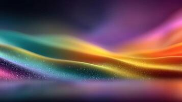 Vibrant abstract waves of color flow softly across a dark background illustrating fluid motion and dynamic light photo