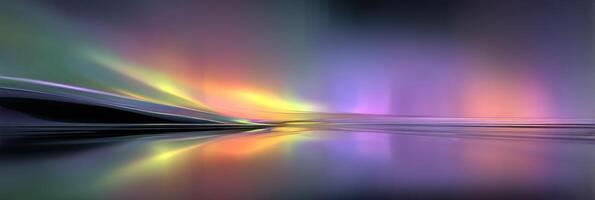Vibrant auroras illuminate the night sky over a peaceful lake with reflected colors photo
