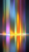 Colorful light reflections create a mesmerizing display in a darkened setting during an evening event photo