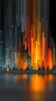 Abstract representation of vibrant colors and shapes resembling flames and light in a modern digital art style photo
