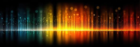 Colorful abstract light display with vibrant hues reflecting across a dark background photo