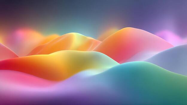 Colorful abstract landscape with soft hills and gradients in a serene setting at dusk photo