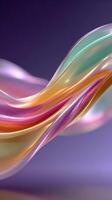 Colorful translucent waves flowing gracefully in the air against a purple backdrop photo