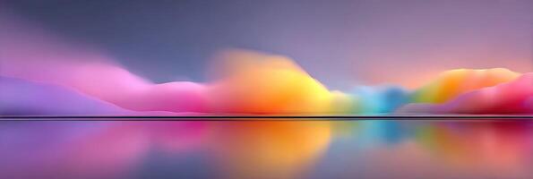 Colorful clouds reflecting on calm water at dawn over an abstract landscape photo