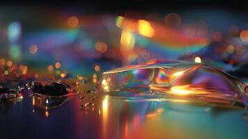 Colorful reflections on water surface during sunset create a mesmerizing visual spectacle in nature photo