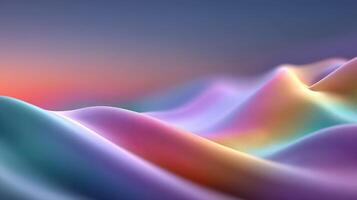 Vibrant abstract landscape with rolling waves of color at dusk showcasing soft gradients and flowing shapes photo