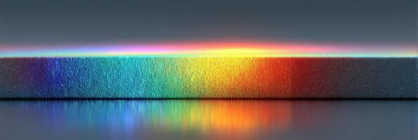 Colorful gradient reflection over a textured surface during dusk with vibrant hues in the sky photo