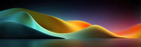 Colorful waves of abstract art create a serene landscape in soft tones at twilight photo
