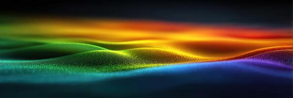 Colorful waves of light create a dynamic abstract landscape with vibrant hues and soft gradients photo