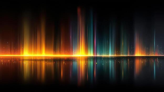 vibrante ligero olas crear un maravilloso reflexión terminado un oscuro superficie en un digital Arte composición foto