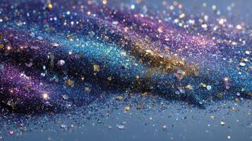 Sparkling glitter waves in vibrant colors create a mesmerizing abstract background for creative projects photo