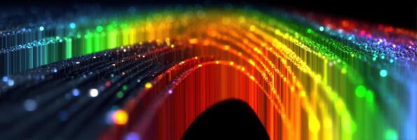 Colorful abstract light display with vibrant rainbow patterns and glowing effects created in a digital environment photo