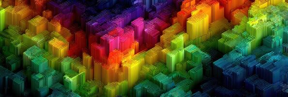 Colorful geometric pattern creates a vibrant abstract landscape with layered shapes in a dynamic arrangement photo